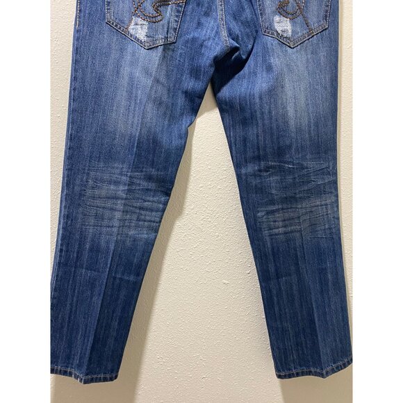 Carbon Black Distressed Jeans Mens 34x30 Blue Ripped Destroyed Denim 100% Cotton - Picture 10 of 15